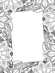 All these designs are hand-drawn and unique 
Beautiful Flowers Border black and white illustration for adult coloring book,
This is a printable Beautiful Zentangle Coloring page for KDP Interior,