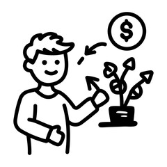 Investment icon in hand drawn style