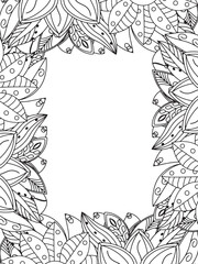 All these designs are hand-drawn and unique 
Beautiful Flowers Border black and white illustration for adult coloring book,
This is a printable Beautiful Zentangle Coloring page for KDP Interior,