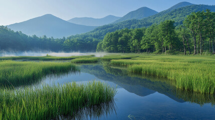 Fototapeta premium A quiet and serene environment for self-reflection and personal growth Self-reflection Stock Photo with side copy space
