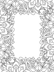 All these designs are hand-drawn and unique 
Beautiful Flowers Border black and white illustration for adult coloring book,
This is a printable Beautiful Zentangle Coloring page for KDP Interior,