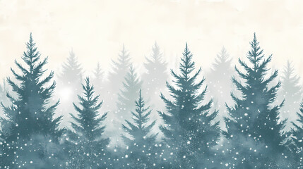 Obraz premium foggy fir trees stand frostily