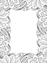 All these designs are hand-drawn and unique 
Beautiful Flowers Border black and white illustration for adult coloring book,
This is a printable Beautiful Zentangle Coloring page for KDP Interior,