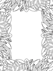 All these designs are hand-drawn and unique 
Beautiful Flowers Border black and white illustration for adult coloring book,
This is a printable Beautiful Zentangle Coloring page for KDP Interior,
