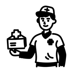 A doodle style icon of hospital volunteer