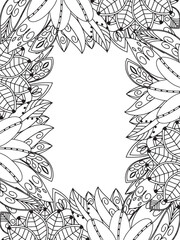 All these designs are hand-drawn and unique 
Beautiful Flowers Border black and white illustration for adult coloring book,
This is a printable Beautiful Zentangle Coloring page for KDP Interior,