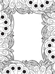 All these designs are hand-drawn and unique 
Beautiful Flowers Border black and white illustration for adult coloring book,
This is a printable Beautiful Zentangle Coloring page for KDP Interior,
