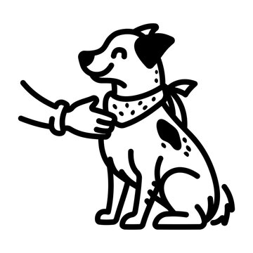 A hand drawn style icon of dog grooming