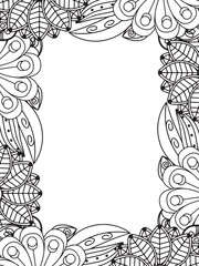 All these designs are hand-drawn and unique 
Beautiful Flowers Border black and white illustration for adult coloring book,
This is a printable Beautiful Zentangle Coloring page for KDP Interior,