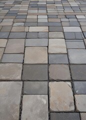 Fototapeta premium Ancient square with worn granite paving stones, aged stones, stone streets