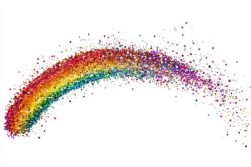 Colorful rainbow made of glitter on white background, flat design vector illustration in clipart style, high-resolution and vibrant.