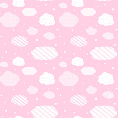 Clouds pink seamless pattern. Beautiful seamless pattern of clouds. design background greeting cards and invitations to the baby party, birthday, mother s day and other seasonal autumn holidays. Eps10