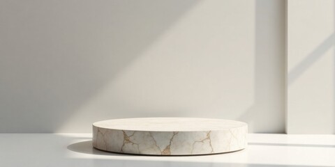 Elegant Minimalist Marble Display Platform in Sunlit Room