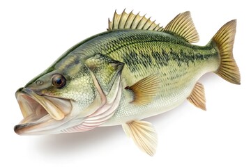 Largemouth bass fish isolated on white background.