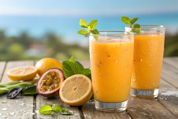 Fototapeta premium Ready-to-drink passion fruit lemonade
