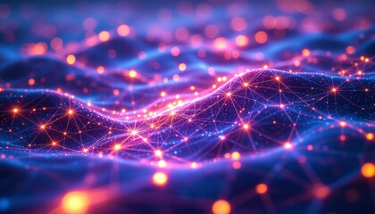 Abstract Neural Network with Glowing Connections and Dynamic Waves