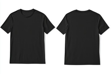 Black t-shirt mockup, front and back, white background, design template (3)