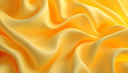 Obraz premium 3d render of yellow paper waves. Close-up abstract background. Abstract background with paper waves, modern wallpaper with yellow orange wavy folds. Fluid abstract design on orange gradient background