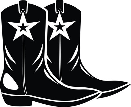 black cowboy boots with white star design clip art preview