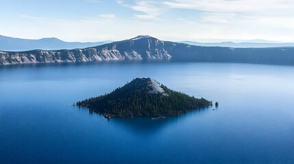 Naklejka premium Island Lake Mountain Landscape Photo