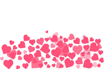 Pink hearts illustration on a transparent background - love heart for valentines day background - design banner