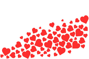 Red hearts illustration on transparent background - love heart for valentines day background - design banner