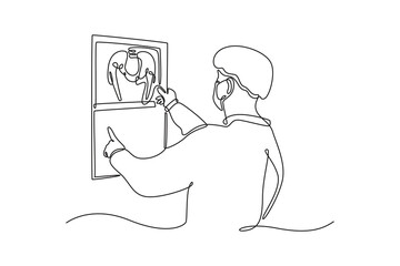 Medical professional Concept. Single line draw design. Full length animation illustration. High quality 4k footage.