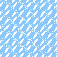 Seamless pattern with white carrot on blue background 