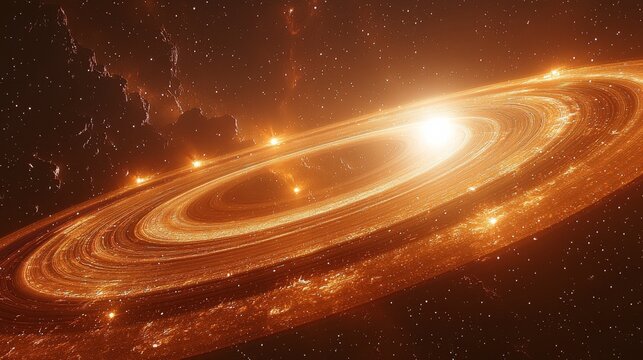 a space photo with stars everywhere, we can also see the rings of Saturn, the rendering is ultra realistic and colorful 