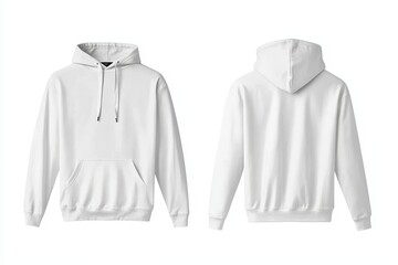 White hoodie mockup, front and back views, studio shot, design template (5)