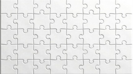 Blank White Jigsaw Puzzle A Complete Set of Interlocking Pieces