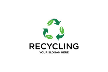 Green Eco-Friendly Recycling Symbol with Leaves and Arrows