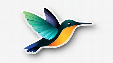 Obraz premium Vibrant hummingbird sticker design. A colorful illustration of a bird in flight.