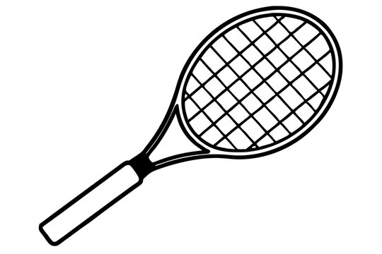 Tennis Racket Line Art Vector Illustration