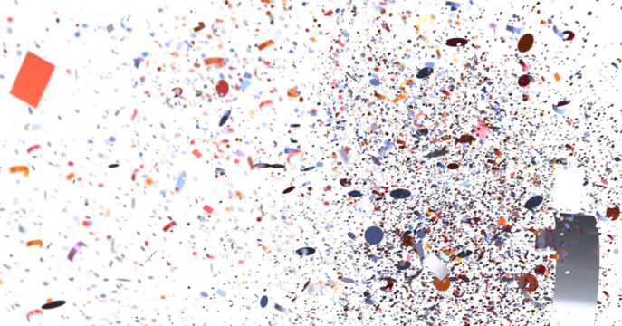 Vibrant confetti burst, ideal for celebration, party, festive, and event designs. High-resolution image.