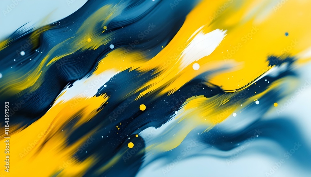 Aufkleber Black and yellow abstract background with a textured brushstroke. Abstract black and yellow grunge with a halftone effect texture background. An abstract backdrop featuring black and yellow tones