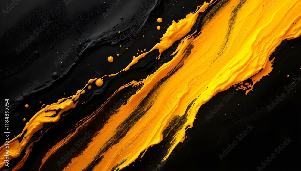 Aufkleber Black and yellow abstract background with a textured brushstroke. Abstract black and yellow grunge with a halftone effect texture background. An abstract backdrop featuring black and yellow tones