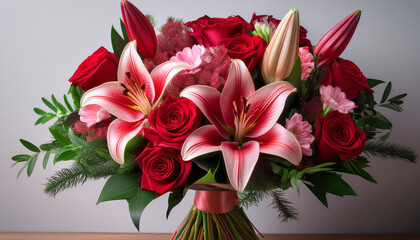 Vibrant Floral Arrangement for Valentine's Day Gifts
