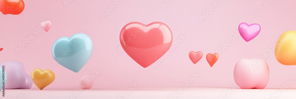 Leinwandbilder colorful floating 3d chat bubbles and hearts create a whimsical atmosphere in a playful digital envi