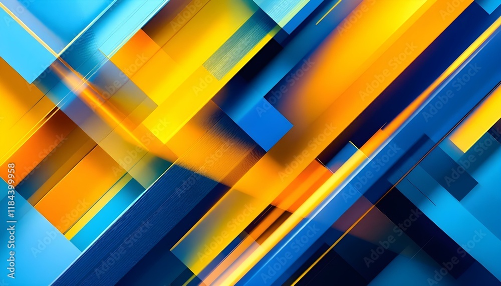 Poster blue and yellow abstract geometric tech banner with grunge texture. futuristic design. colorful line