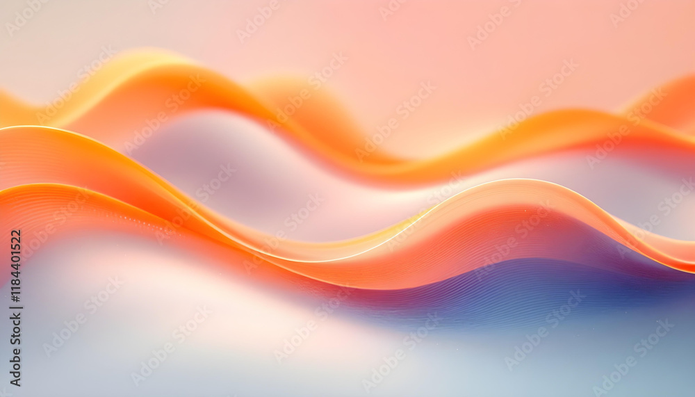 Aufkleber Bright orange swoosh wave line border background. Abstract orange swoosh satin wave line border. Bright warm orange and yellow abstract modern swoosh elegant soft wave line on white background