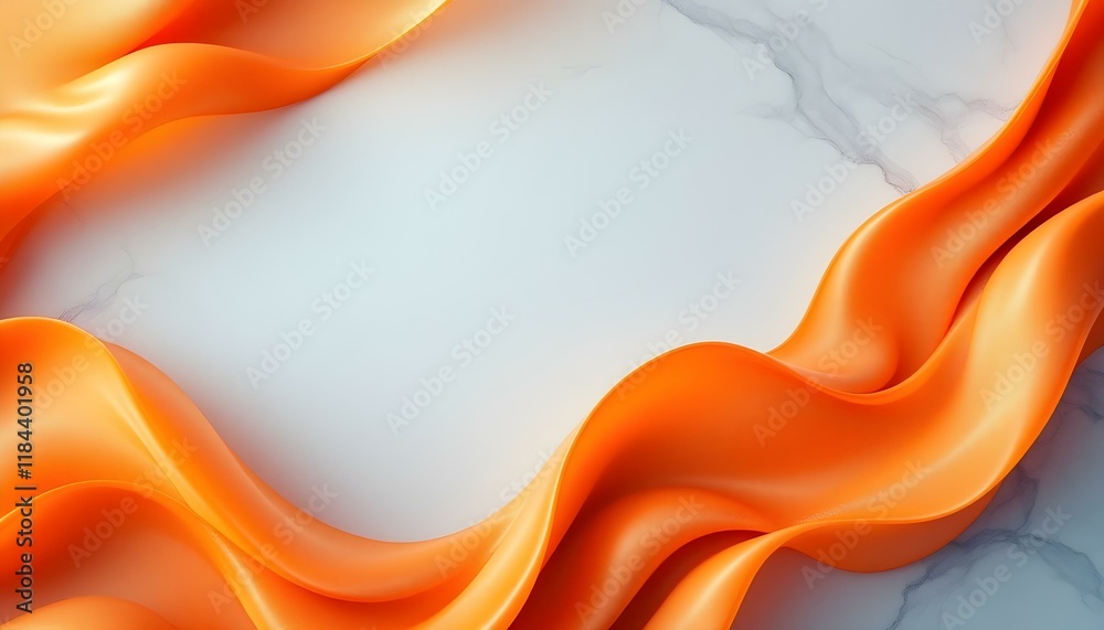Poster Bright speed abstract orange swoosh border certificate. Liquid fluid yellow abstract background. Minimalistic soft light abstract swoosh wave border layout. Bright blue abstract speed lines flow