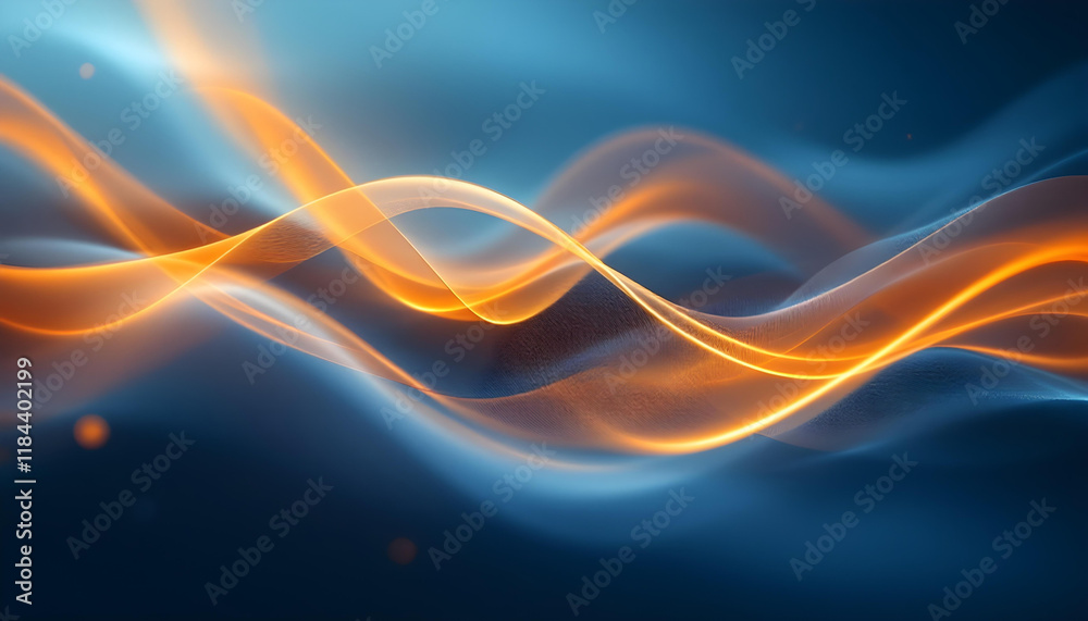Poster Bright speed abstract orange swoosh border certificate. Liquid fluid yellow abstract background. Minimalistic soft light abstract swoosh wave border layout. Bright blue abstract speed lines flow
