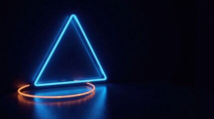 Abstract Neon Triangle and Circle Light Design on Dark Background