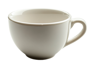Minimalist empty white cup on high fidelity artistic concept clean environment still life isolated on transparent background png