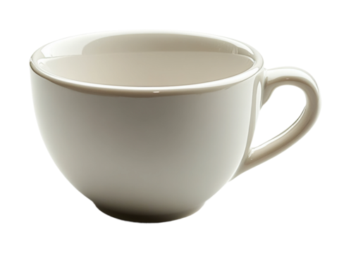 Minimalist empty white cup on high fidelity artistic concept clean environment still life isolated on transparent background png