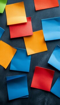 Colorful Notes, Brainstorming Session Concept. Note Papers For Marketing Advertising Background.