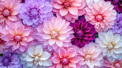 Obraz premium Floral pattern with pink and purple flowers on a navy blue background