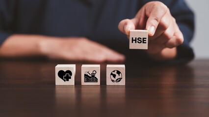 HSE, Health Safety Environment Concept with Wooden Blocks