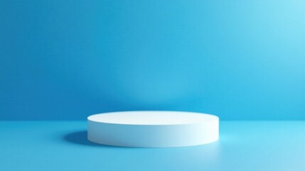 Simple white platform on a light blue background ideal for product display